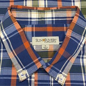 Sun River Clothing Co. Plaid Shirt Men XL Blue Green Long Sleeve New